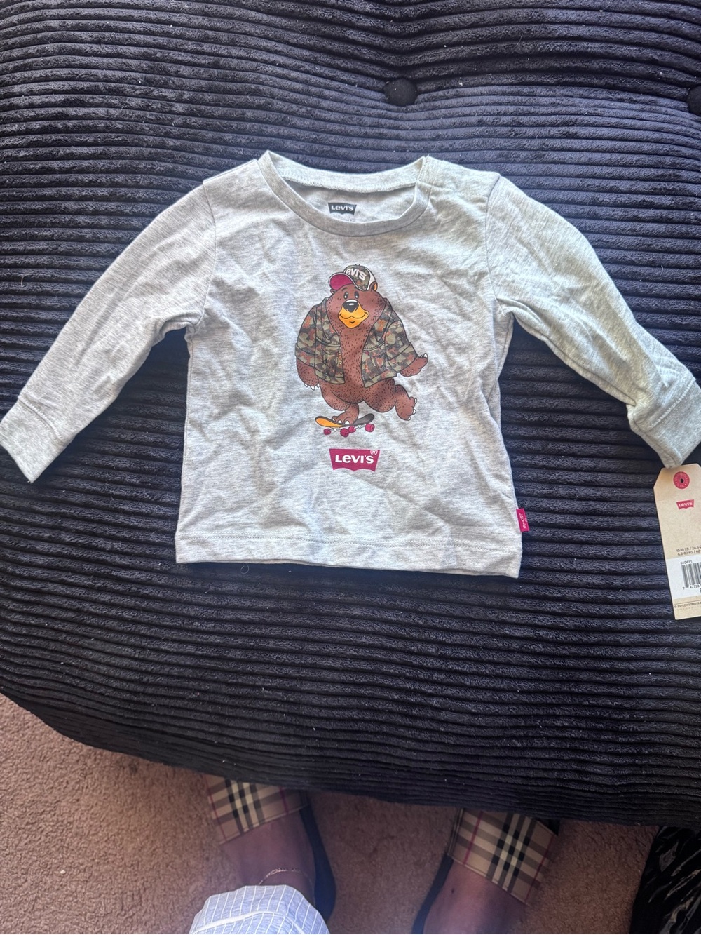 Levi's Kids Heather Gray Graphic Long-Sleeve Shirt size 6months new w/tags
